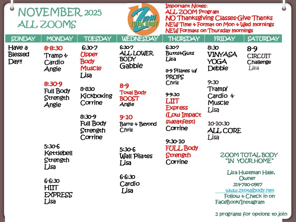 November 2025 ZTB Schedule