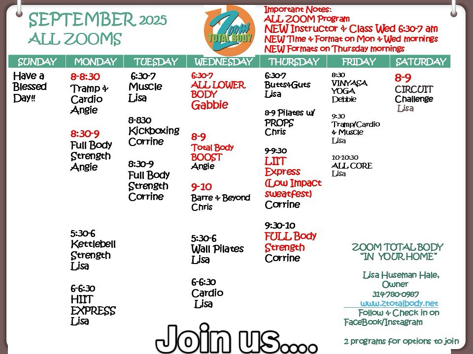 September 2025 ZTB Schedule