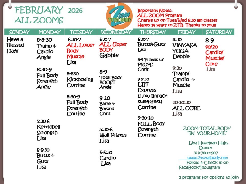 February 2026 ZTB Schedule